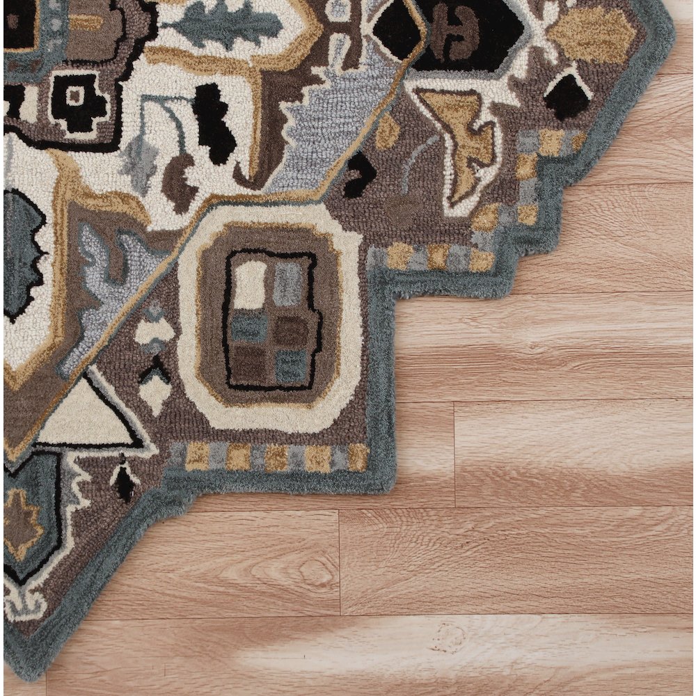 Southwestern Winter Cabin Medallion Shape Rug. Picture 3