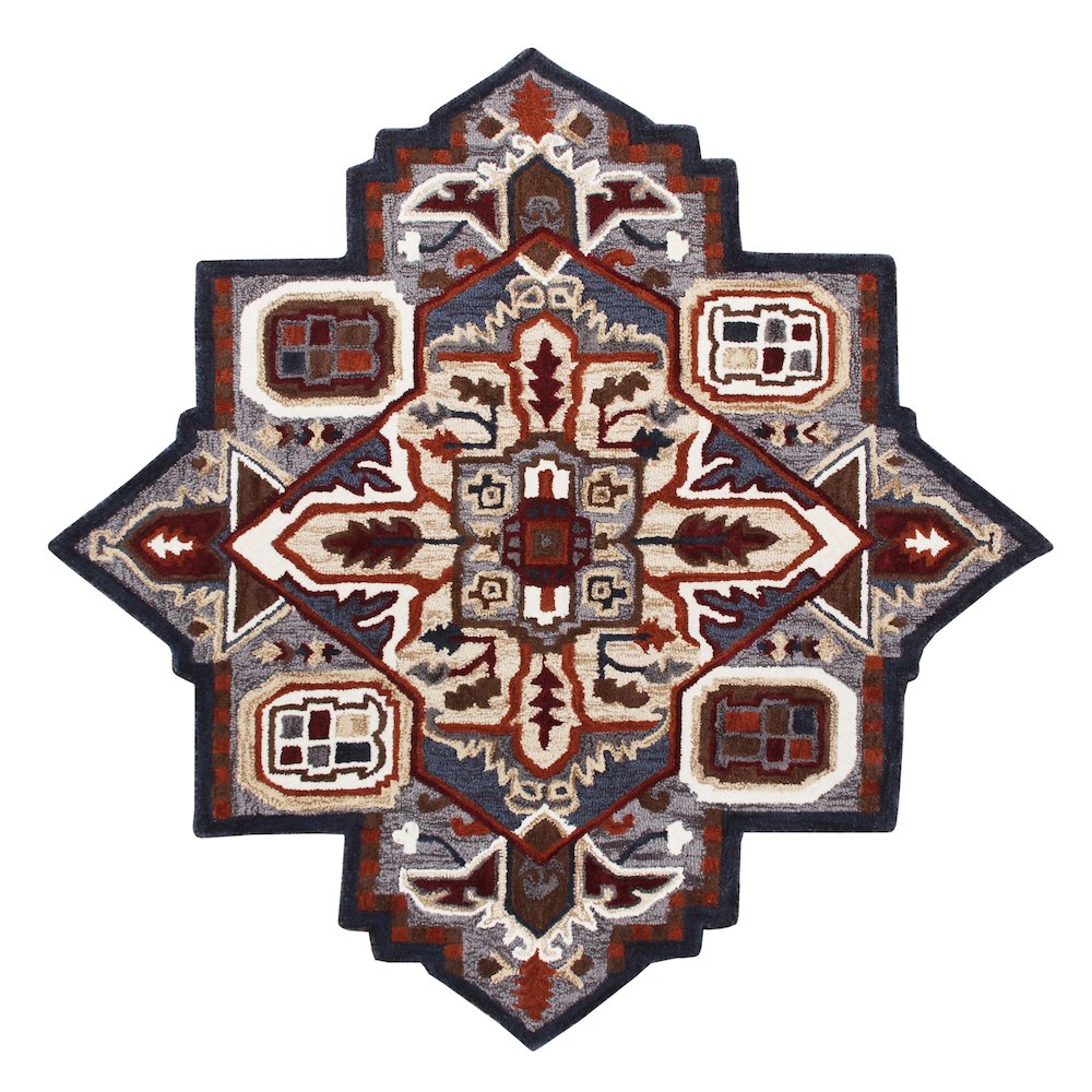 Southwestern Fall Cabin Medallion Shape Rug. Picture 1