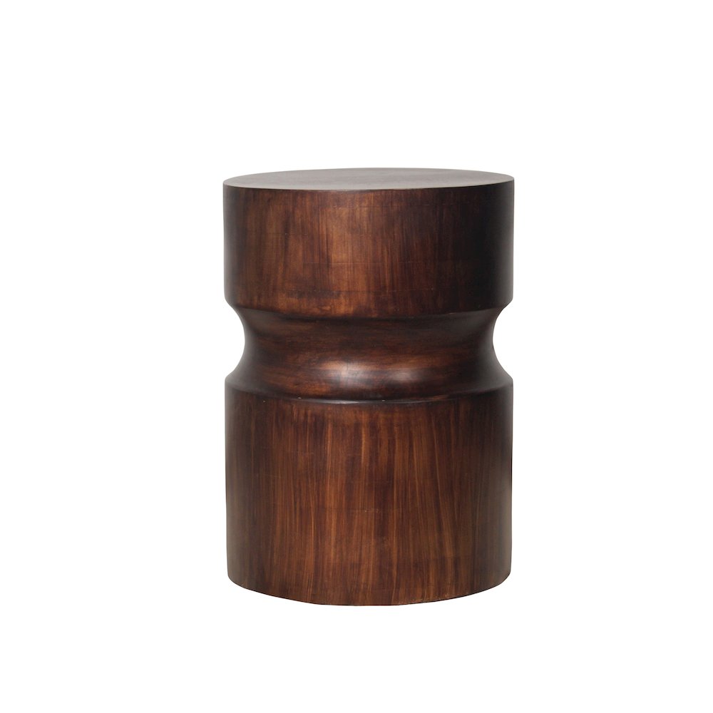 Brown Contemporary Handmade Solid Mango Wood Drum Side End Table. Picture 1