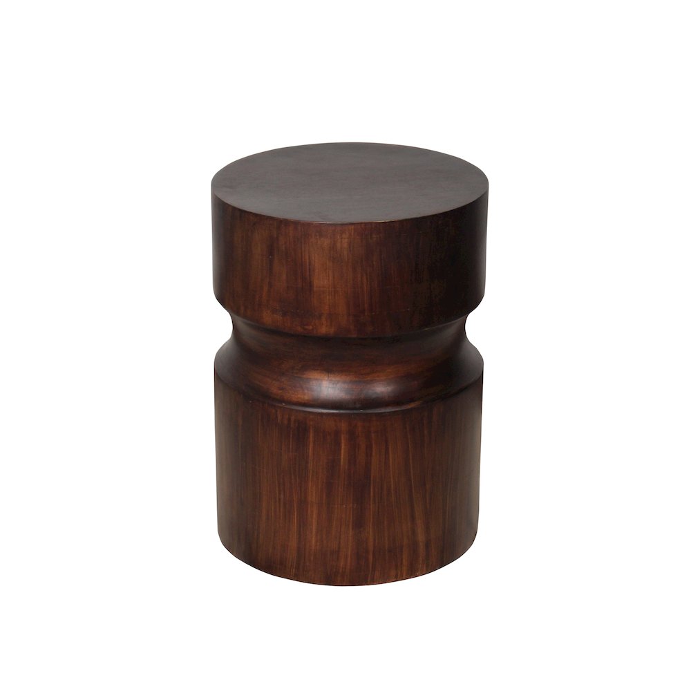 Brown Contemporary Handmade Solid Mango Wood Drum Side End Table. Picture 3