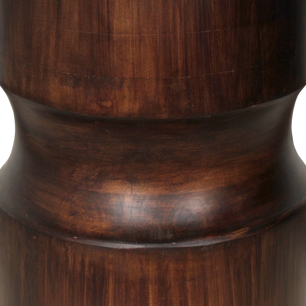 Brown Contemporary Handmade Solid Mango Wood Drum Side End Table. Picture 5