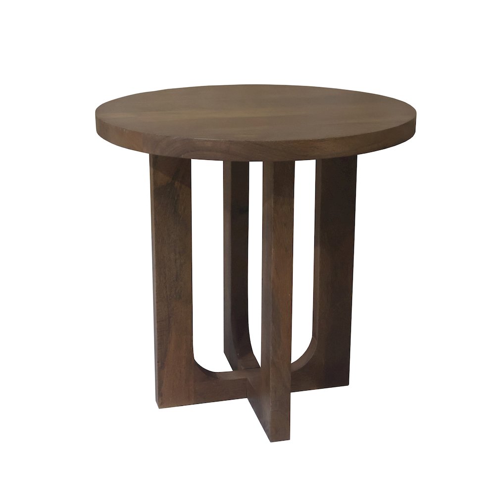 Brown Modern Contemporary Mango Wood Indoor Round Side Table. Picture 1