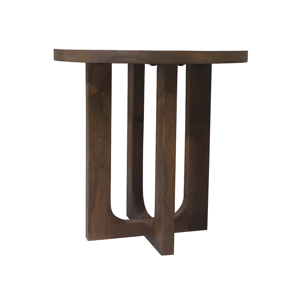 Brown Modern Contemporary Mango Wood Indoor Round Side Table. Picture 3