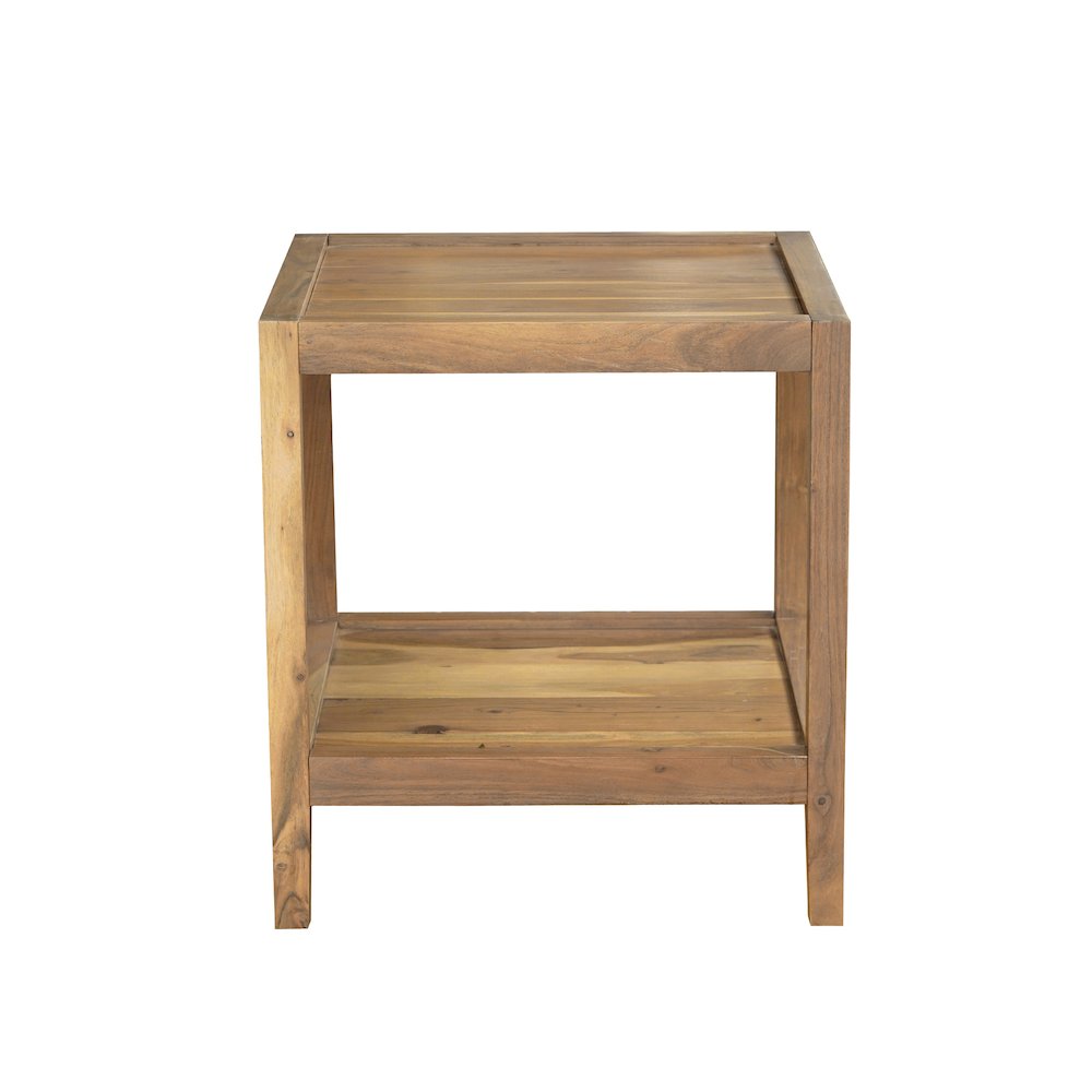 Contemporary Solid Hand-Made Wood Square Raised Lip Edge and Storage Side Table. Picture 3