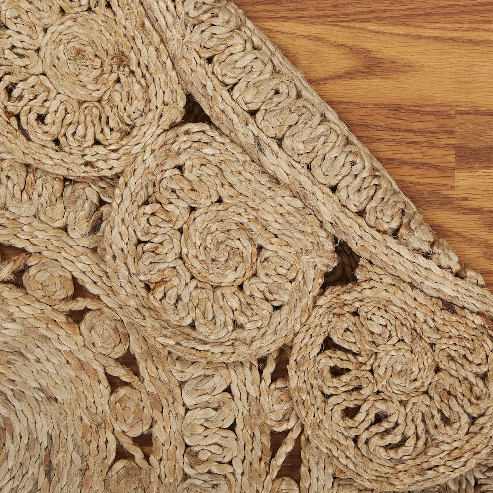Ox Bay Natural Eclectic Circles All-Natural Jute Indoor Round Area Rug. Picture 3