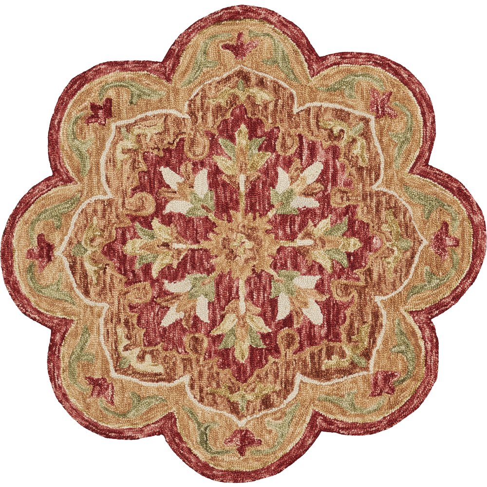 Burnt Red Medallion Garden Area Rug. Picture 1
