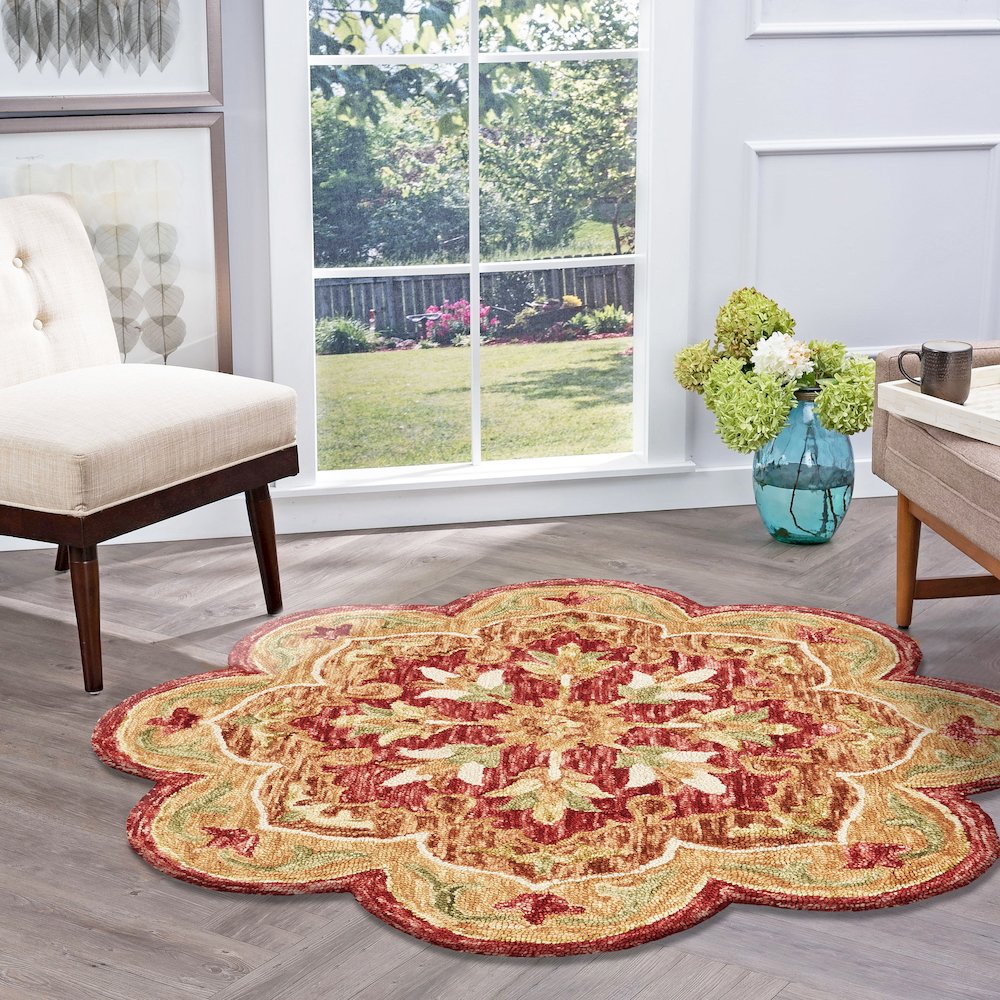 Burnt Red Medallion Garden Area Rug. Picture 6