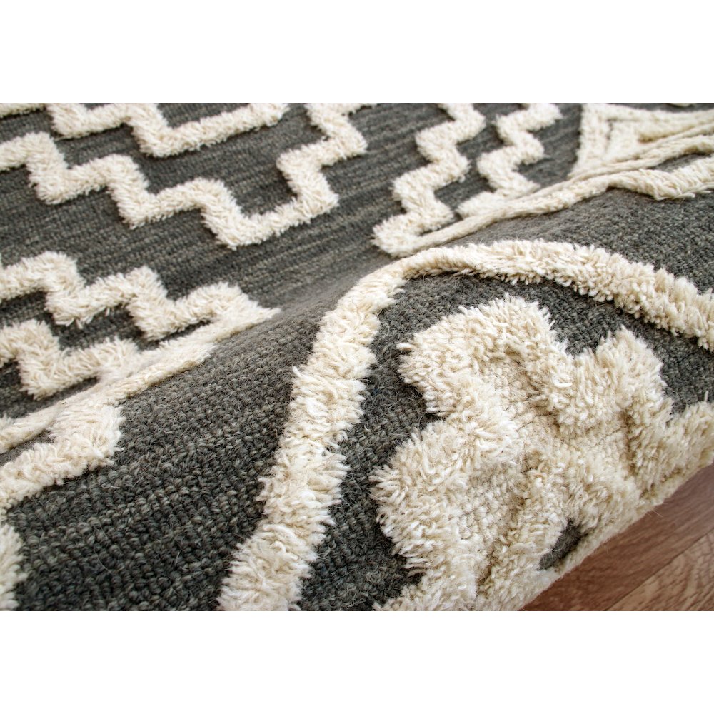 Evette Rios Sinuous Contemporary Tufted Geometric Wool Blend Area Rug, 4' Round. Picture 5