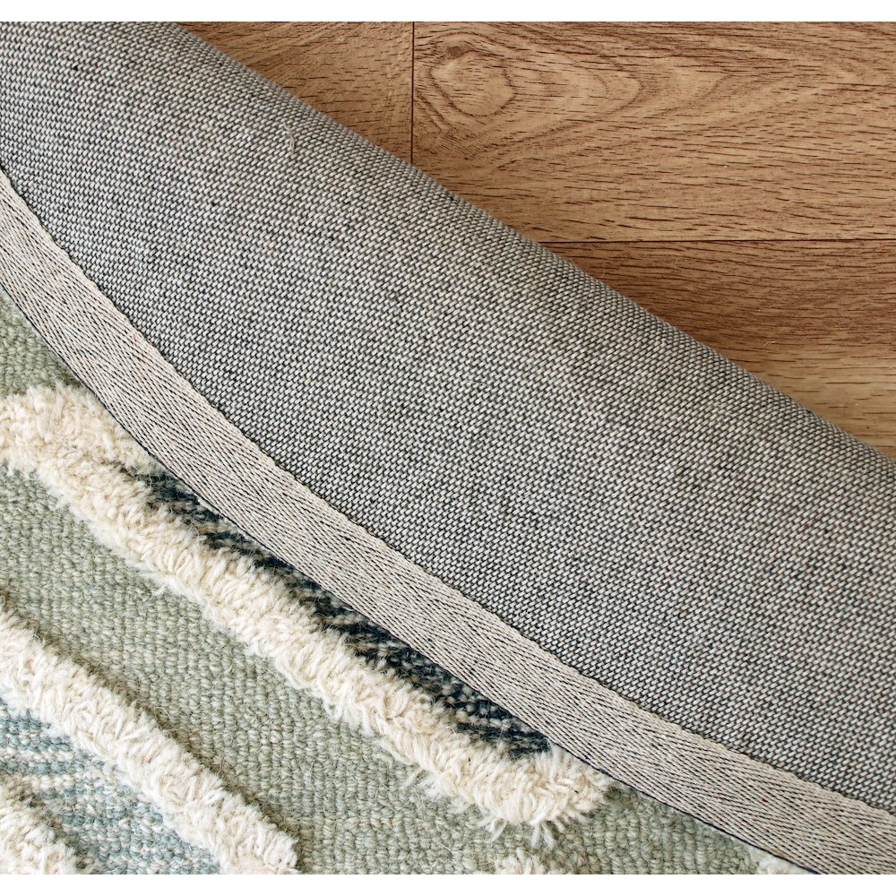 Sinuous Contemporary Tufted Geometric Motif Wool Blend Area Rug, Gray, 4' Round. Picture 2
