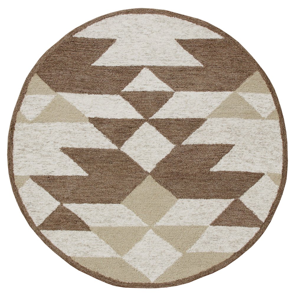 Rustic Southwestern Geometric Round Rug. Picture 1