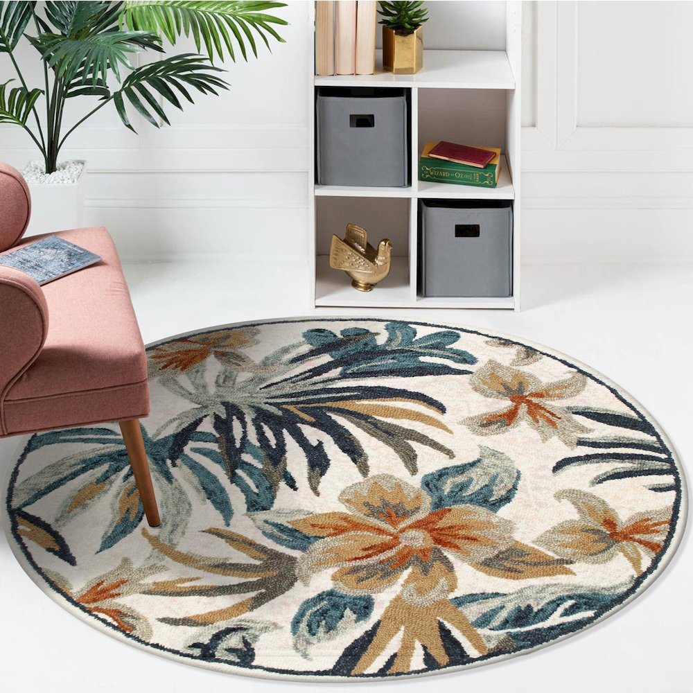 Tropical Paradise Floral Round Rug. Picture 6