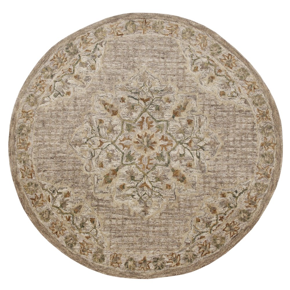 Traditional Cottage Medallion Round Rug. Picture 1