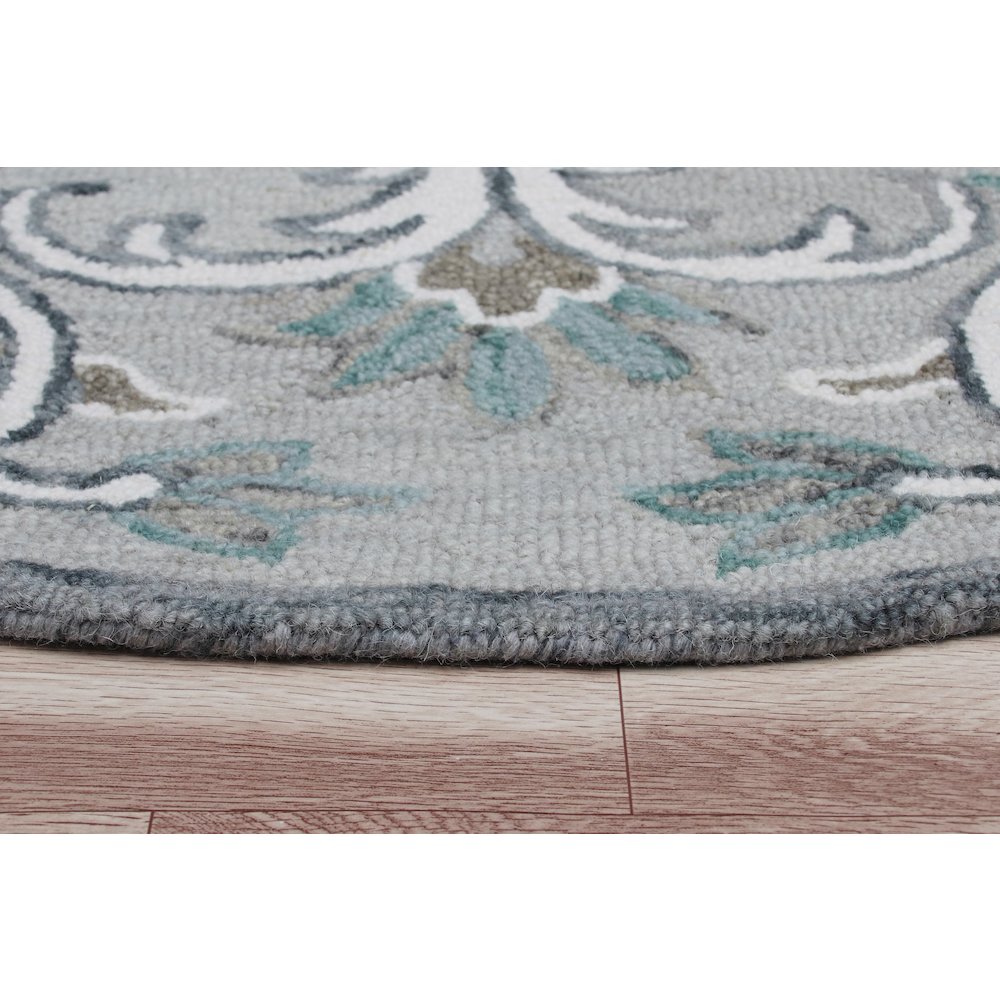 Traditional Floral Filigree Round Rug. Picture 4