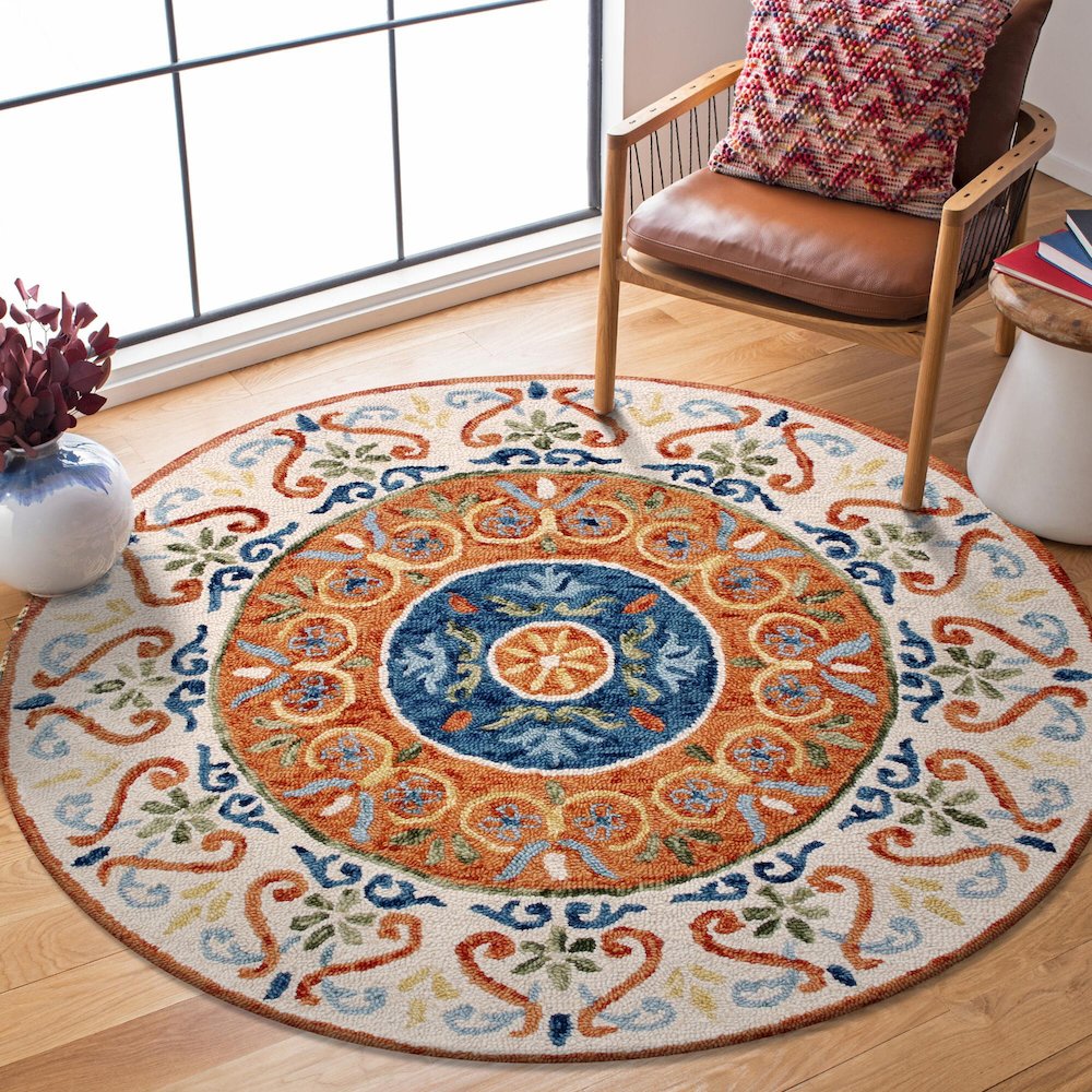 Southwestern Leon Medallion Round Rug. Picture 6