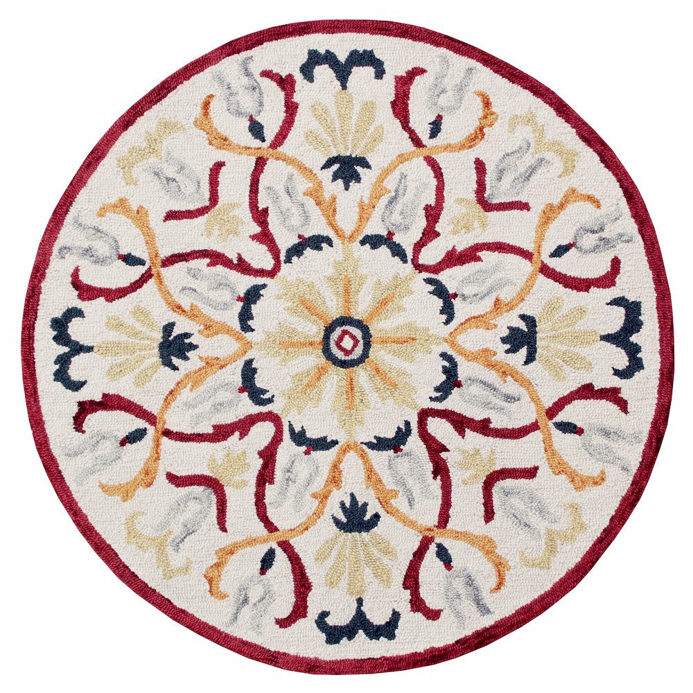 Hand Tufted Electric Floral Medallion Round Rug. Picture 1