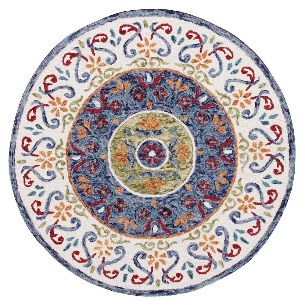 Floral Medallion Mosaic Round Rug. Picture 1