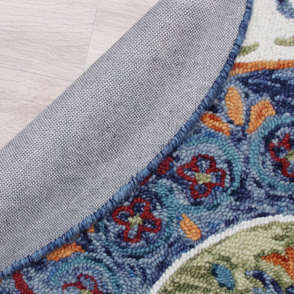 Floral Medallion Mosaic Round Rug. Picture 3