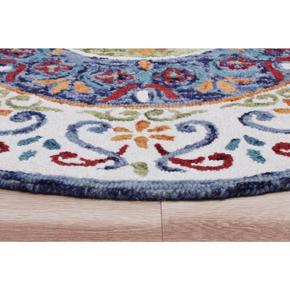 Floral Medallion Mosaic Round Rug. Picture 4