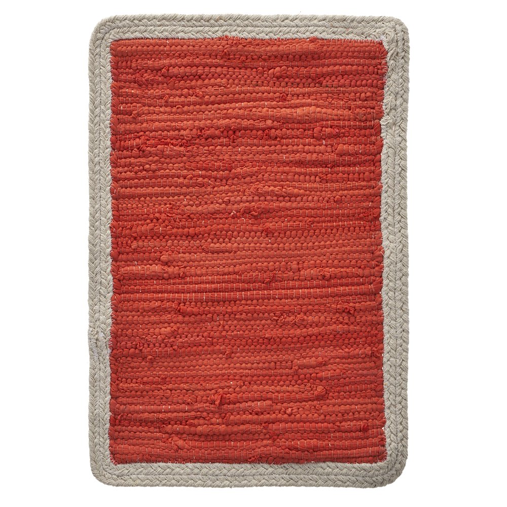 Vitality Orange Bordered Hand-Loomed Rectangular Placemat, Set of 4. Picture 3