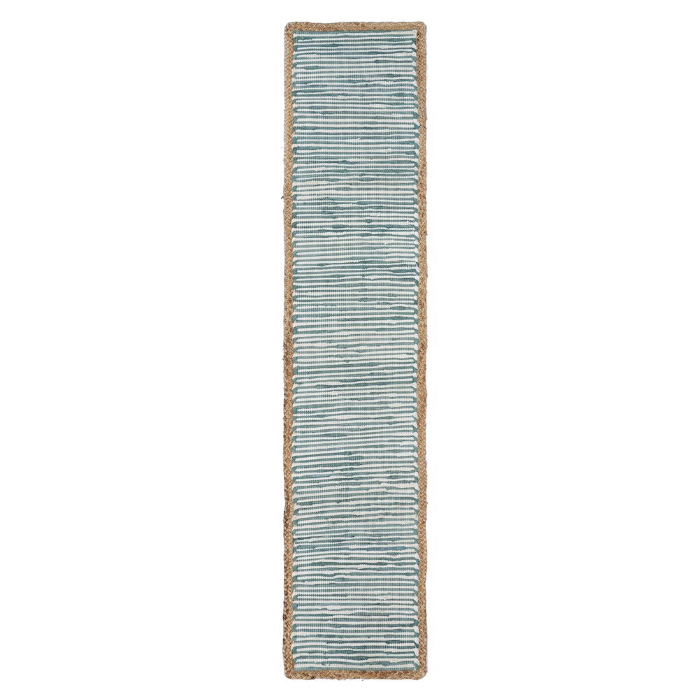 Striped Blue Bordered Table Runner. Picture 1