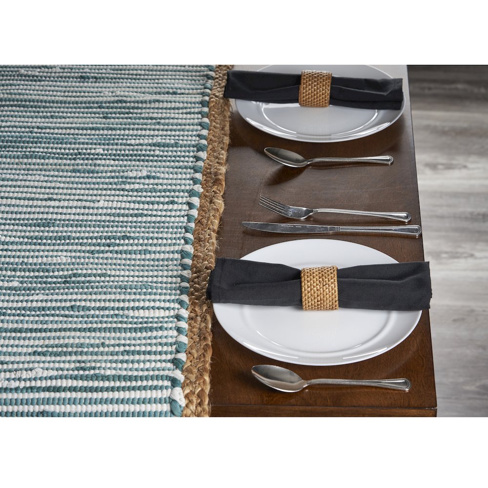 Striped Blue Bordered Table Runner. Picture 2