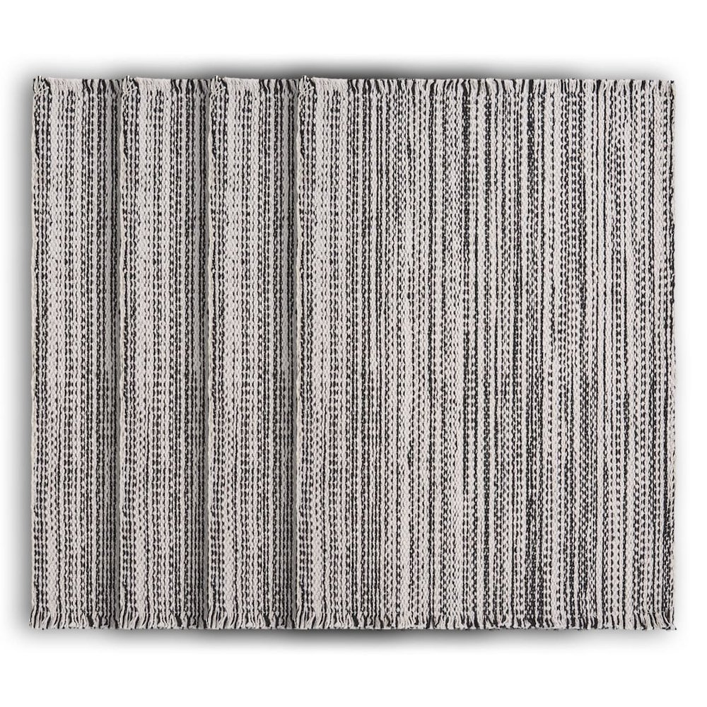 Special Black/White Striped Handwoven Rectangular Placemat, Set of 4. Picture 1