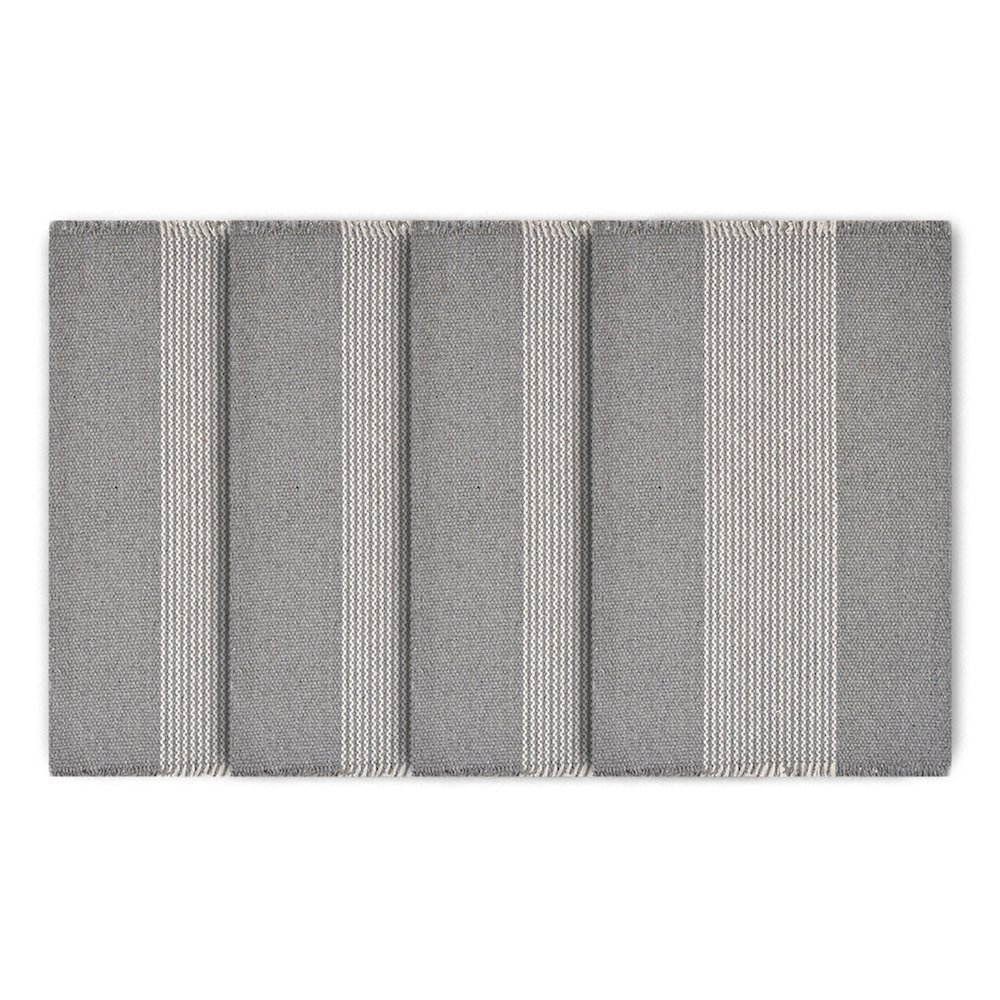 Harbor Gray Striped Handloomed Rectangular Placemat, Set of 4. Picture 1