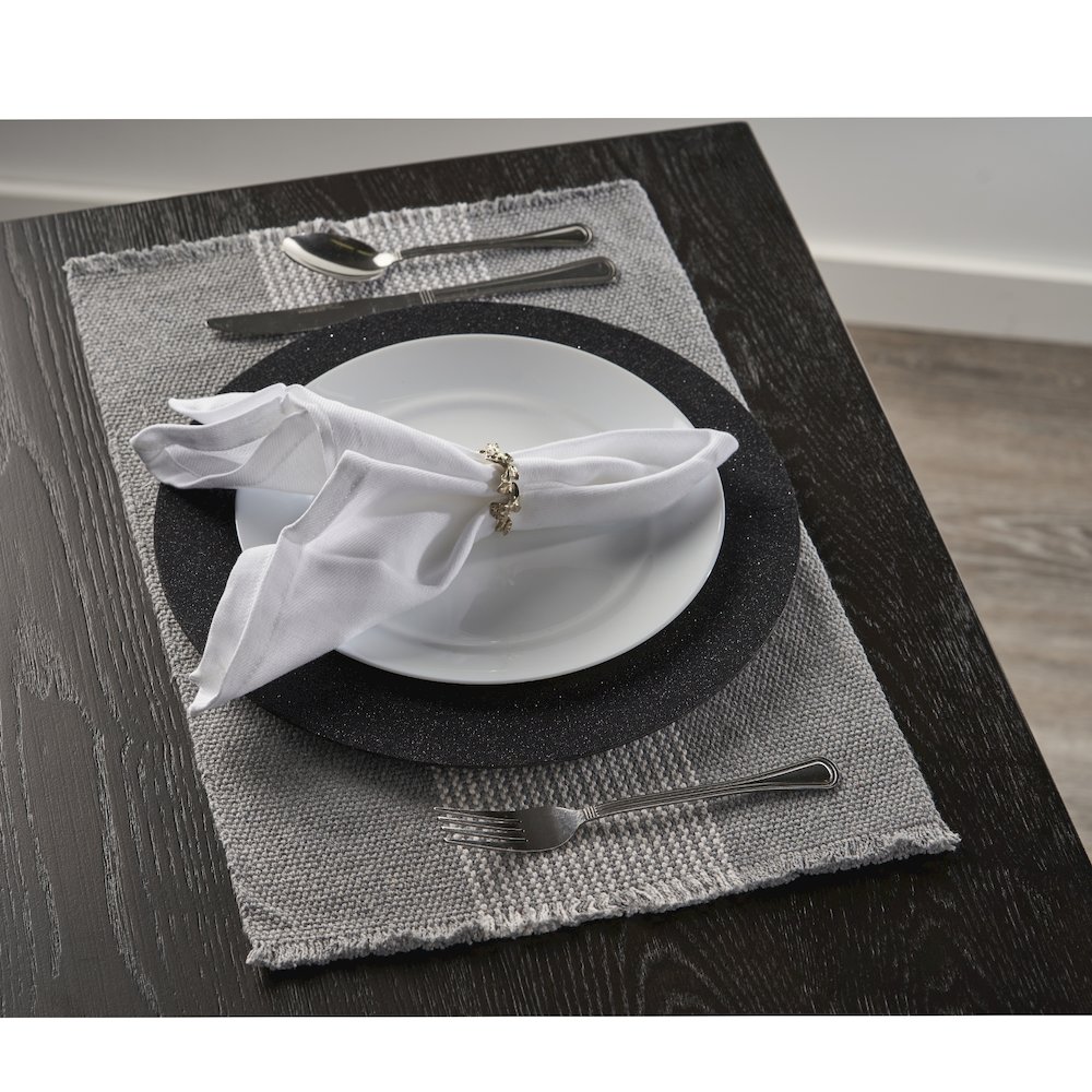 Harbor Gray Striped Handloomed Rectangular Placemat, Set of 4. Picture 5
