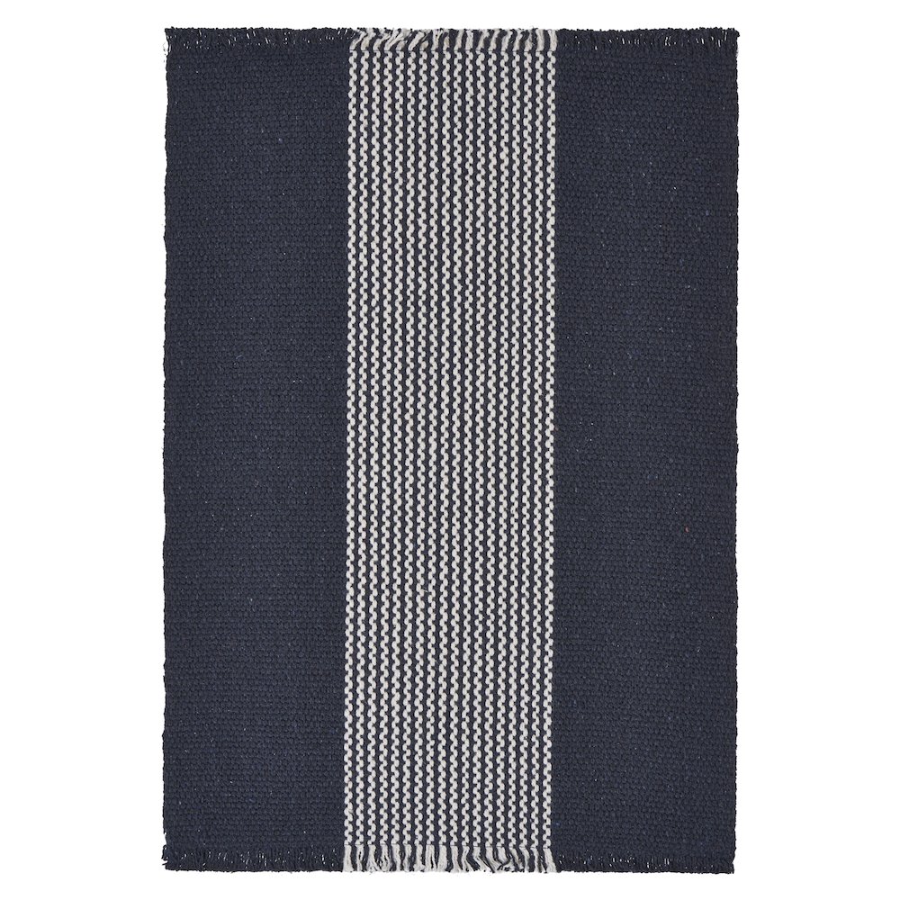 Harbor Navy Striped Handloomed Rectangular Placemat, Set of 4. Picture 3