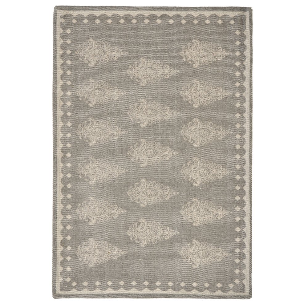 Special Gray/Cream Damask Handwoven Rectangular Placemat, Set of 4. Picture 3