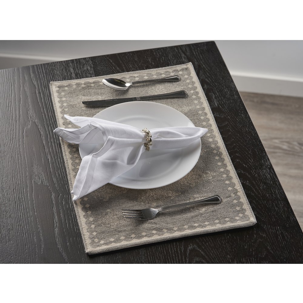 Special Gray/Cream Damask Handwoven Rectangular Placemat, Set of 4. Picture 2