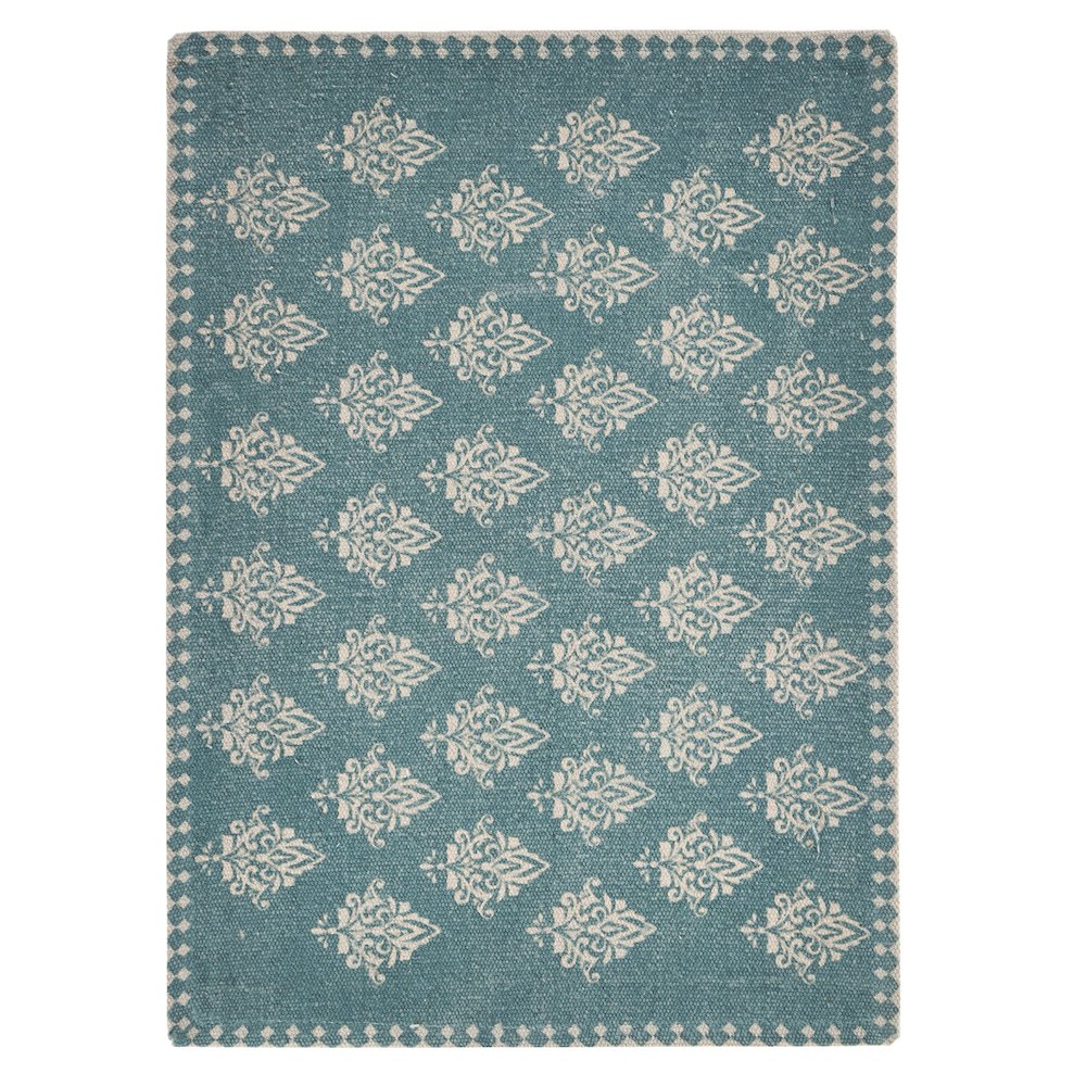 Jubilee Turquoise/Cream Damask Hand-Loomed Placemat, Set of 4. Picture 3