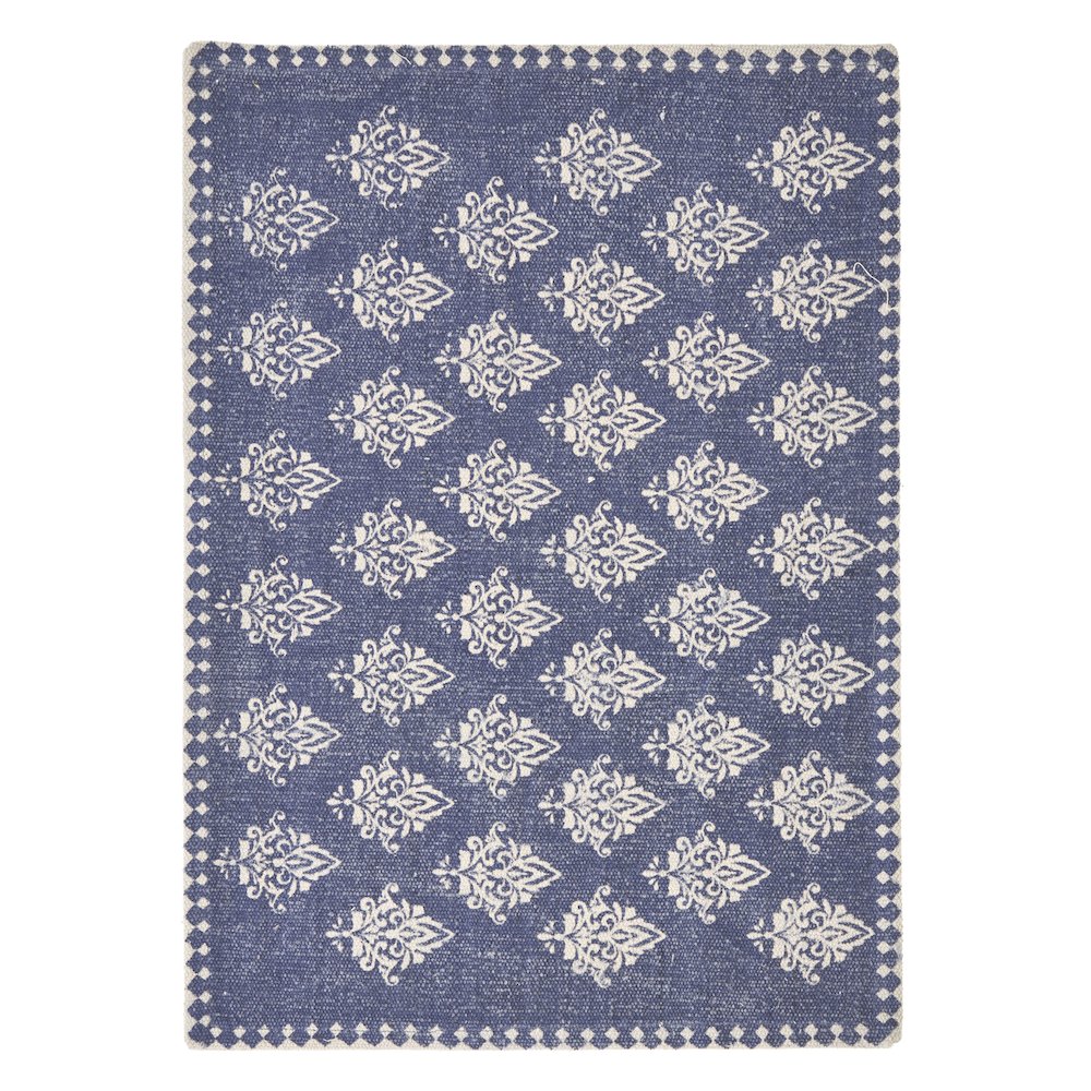 Jubilee Cobalt Blue/Cream Damask Hand-Loomed Placemat, Set of 4. Picture 3