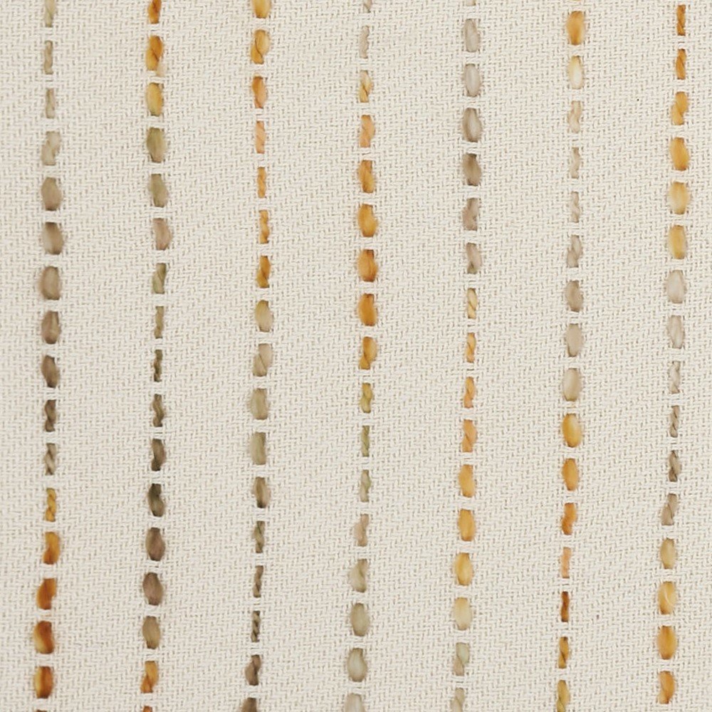 Cream/Yellow Striped Hand-Woven Cotton Blend Throw Blanket. Picture 2