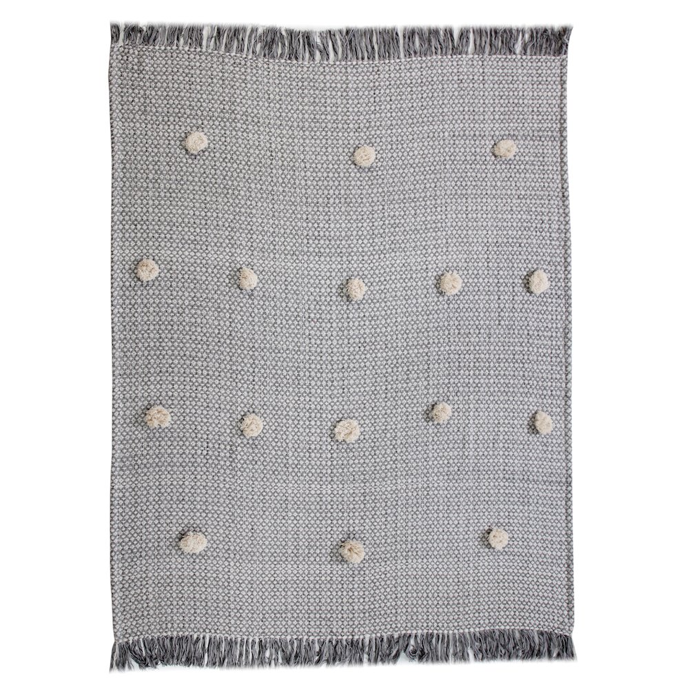 Grey/Black Diamond Hand-Woven All-Natural Cotton Throw Blanket. Picture 4