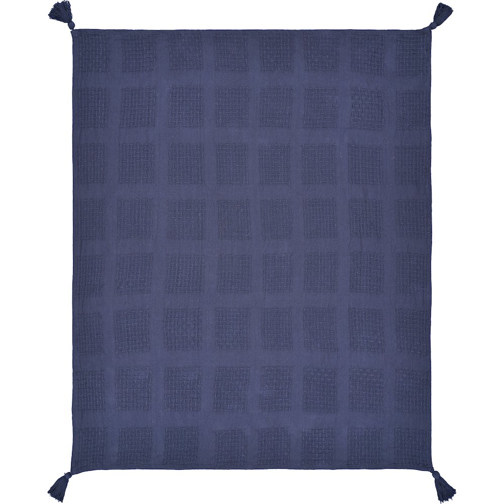 Indigo Solid All-Natural Cotton Throw Blanket. Picture 3