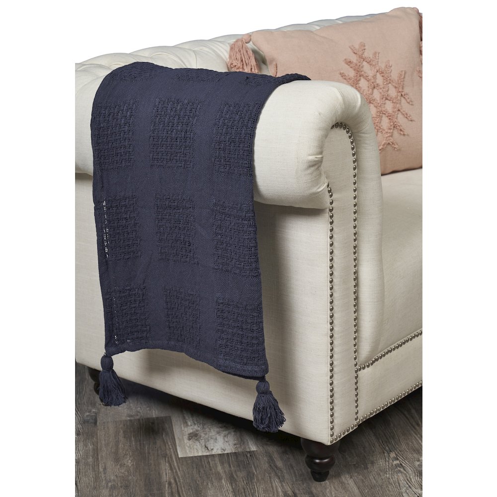 Indigo Solid All-Natural Cotton Throw Blanket. Picture 2
