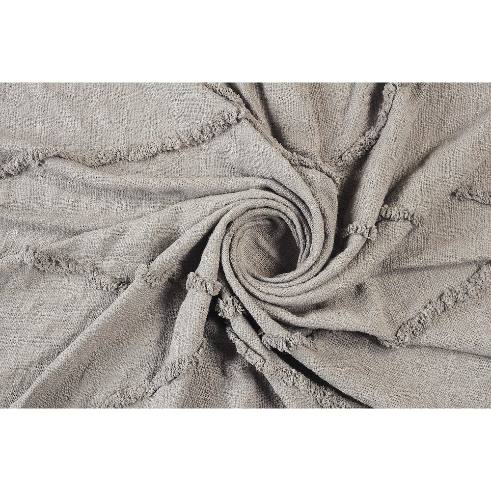 Evette Rios Diamond Tufted All-Natural Cotton Throw Blanket, Gray. Picture 3