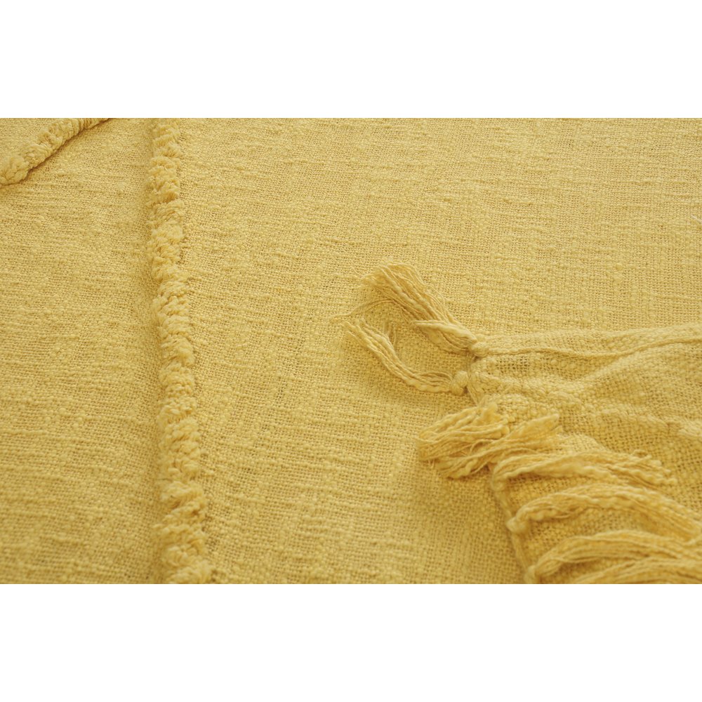 Evette Rios Diamond Tufted All-Natural Cotton Throw Blanket, Yellow. Picture 3