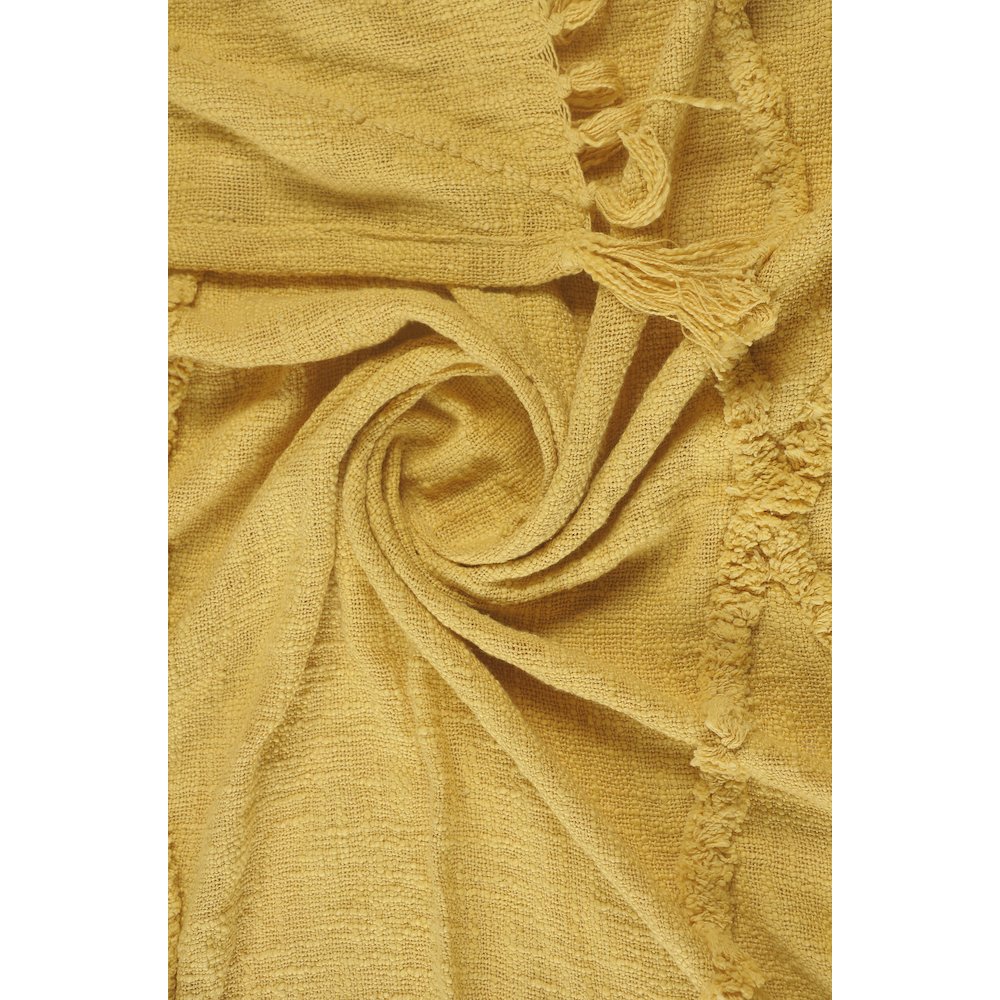 Evette Rios Diamond Tufted All-Natural Cotton Throw Blanket, Yellow. Picture 4