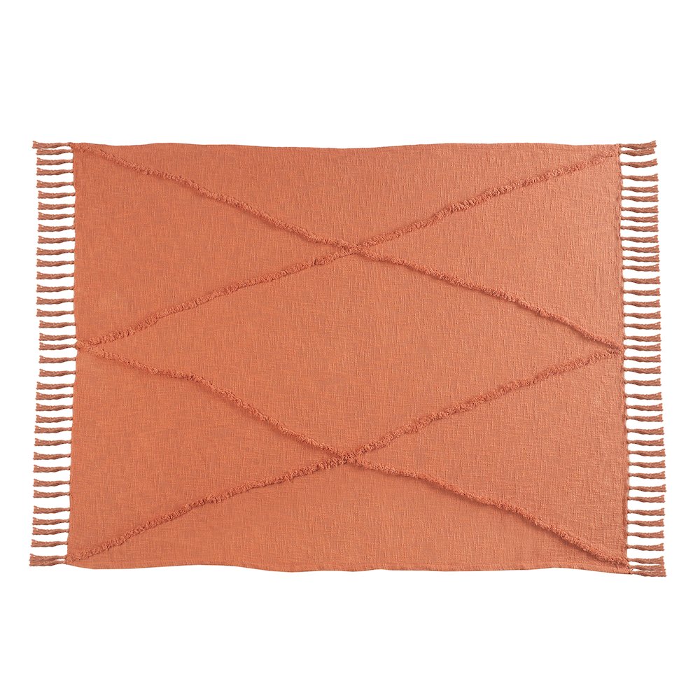 Orange Solid All-Natural Cotton Throw Blanket. Picture 2