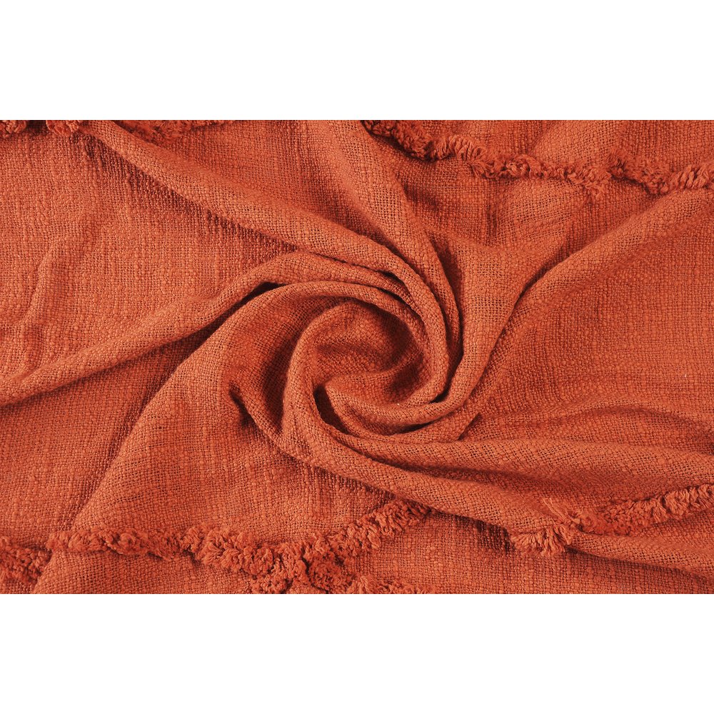 Orange Solid All-Natural Cotton Throw Blanket. Picture 4