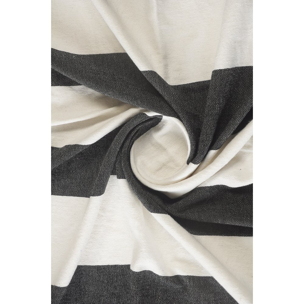 Charcoal/White Striped All-Natural Cotton Throw Blanket. Picture 4