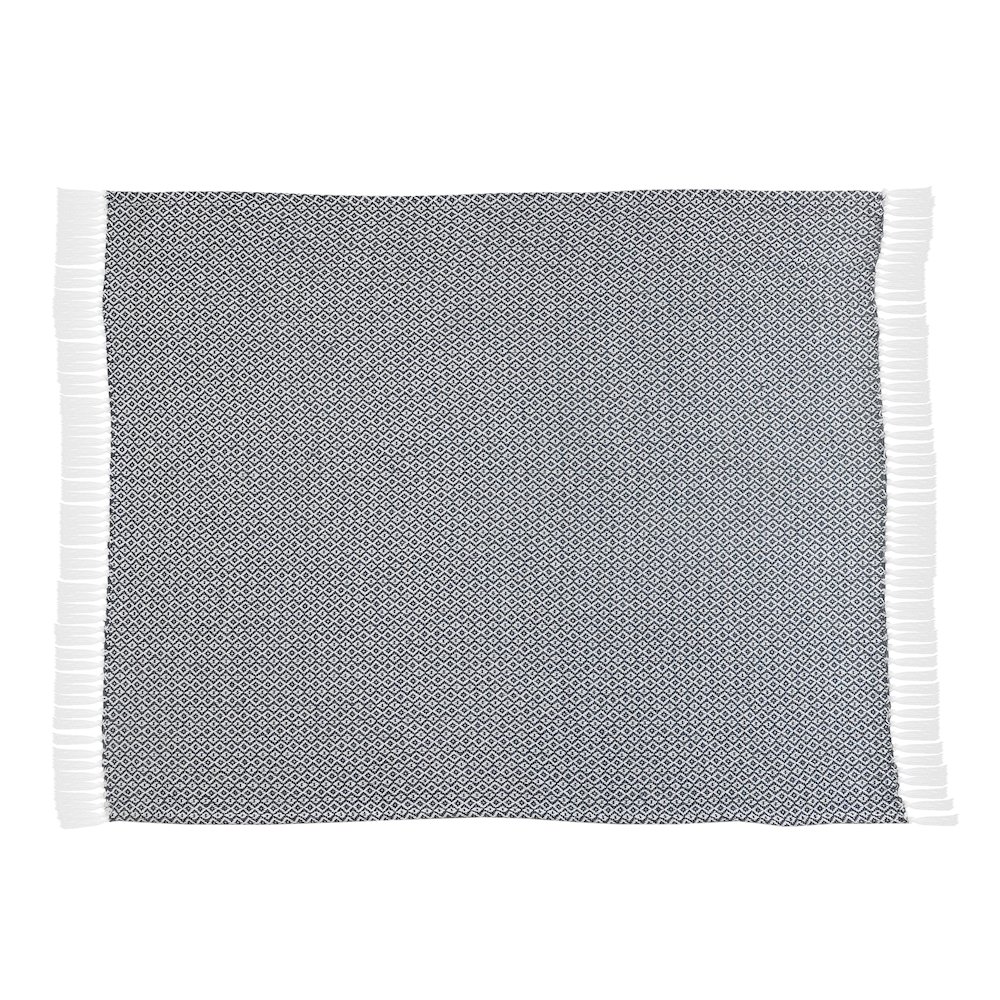 Blue/White Diamond All-Natural Cotton Throw Blanket. Picture 2