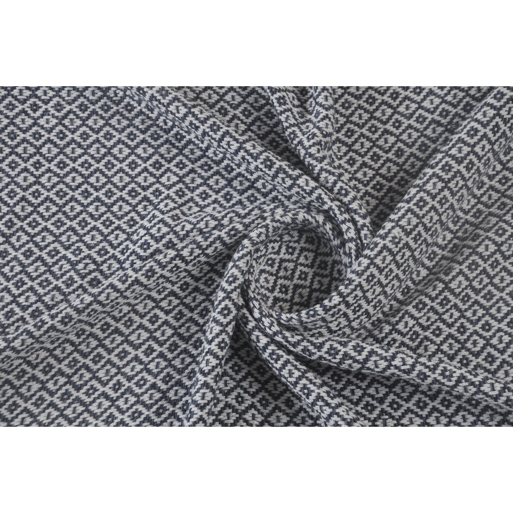 Blue/White Diamond All-Natural Cotton Throw Blanket. Picture 3