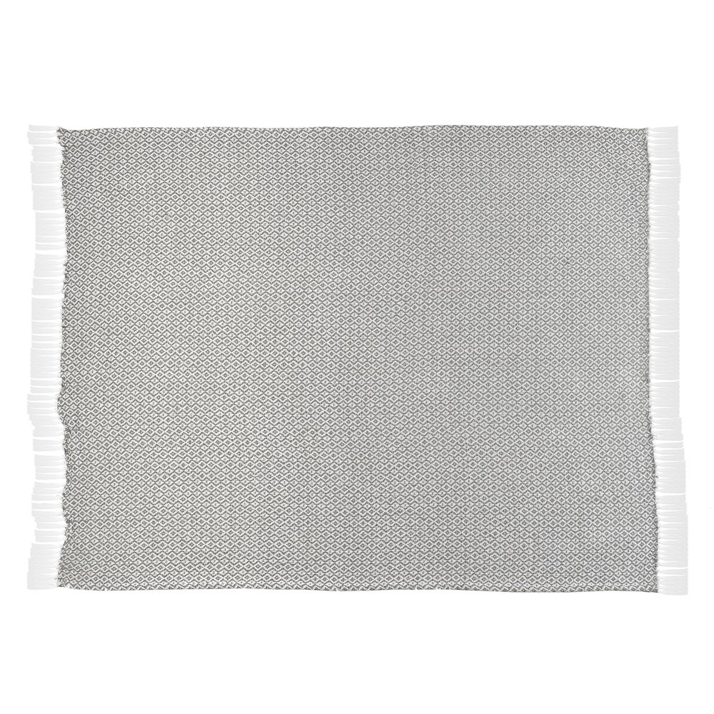 Grey/White Diamond All-Natural Cotton Throw Blanket. Picture 5