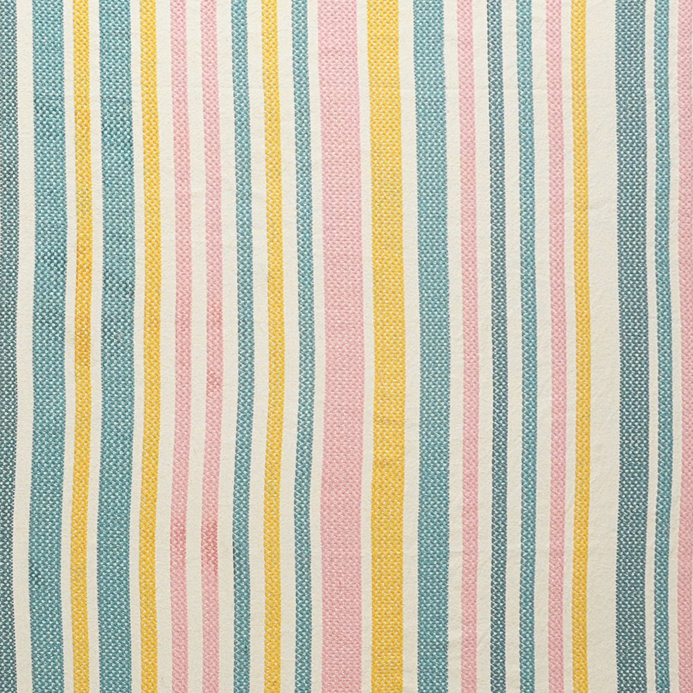 Blue/Pink Striped All-Natural Cotton Throw Blanket. Picture 3