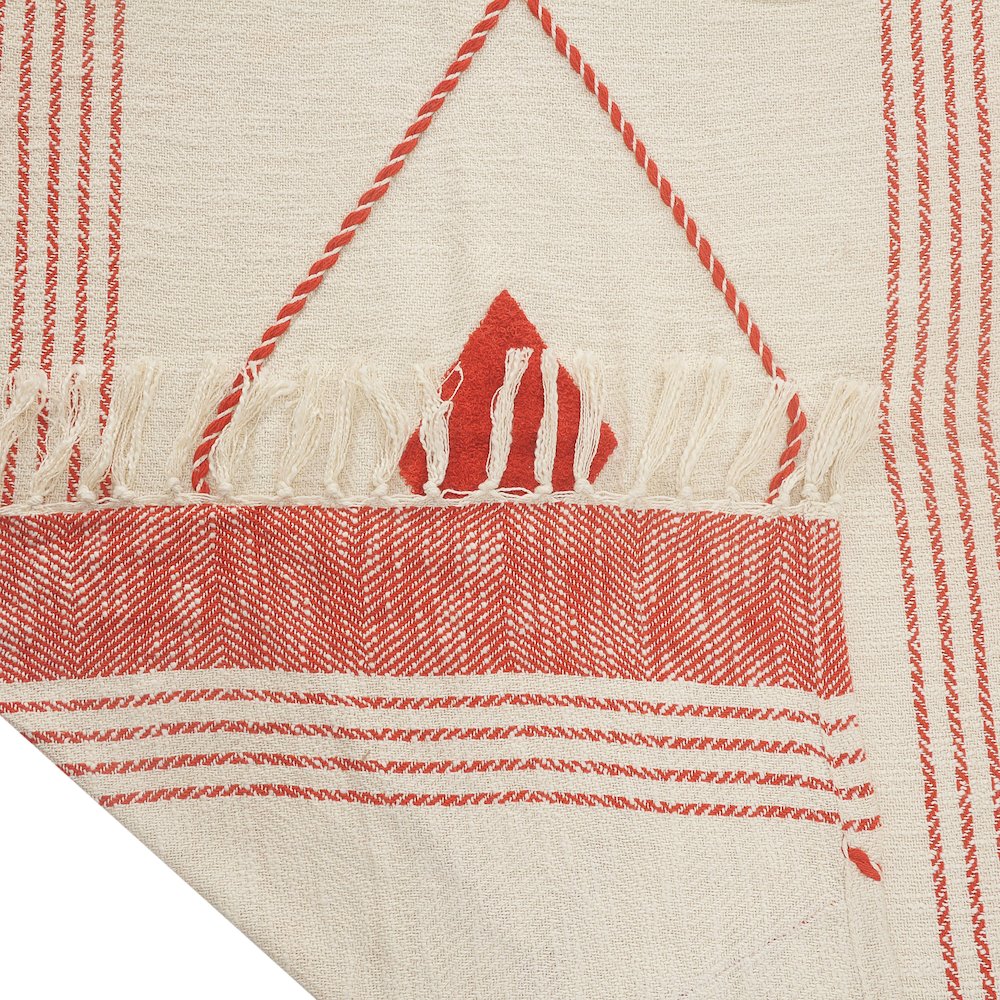 Red/Cream Diamond All-Natural Cotton Throw Blanket. Picture 6