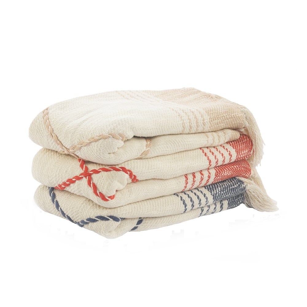 Red/Cream Diamond All-Natural Cotton Throw Blanket. Picture 9