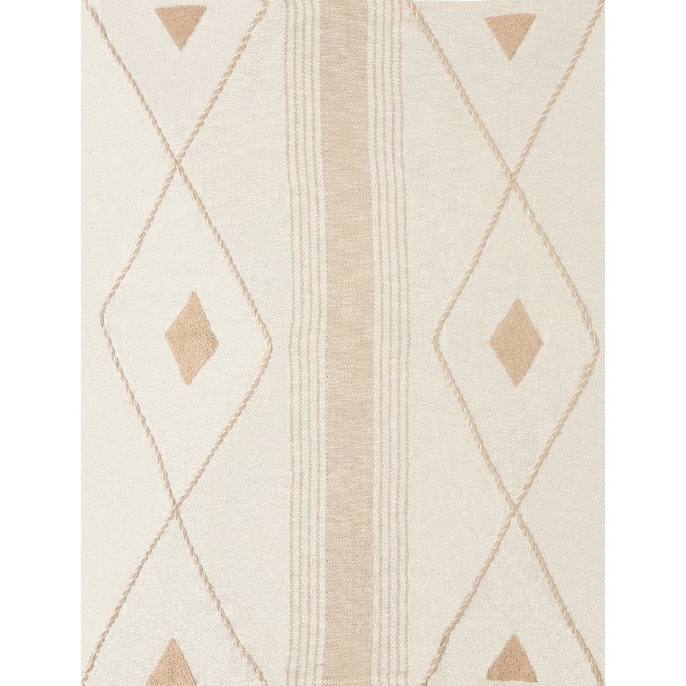 Beige/Cream Diamond All-Natural Cotton Throw Blanket. Picture 4